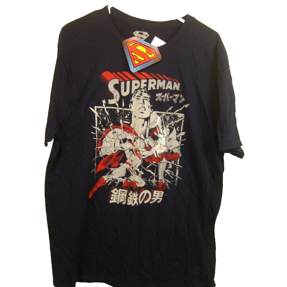 NWT Youth Superman Black Cotton SS Crew Neck T-Shirt sz YXL